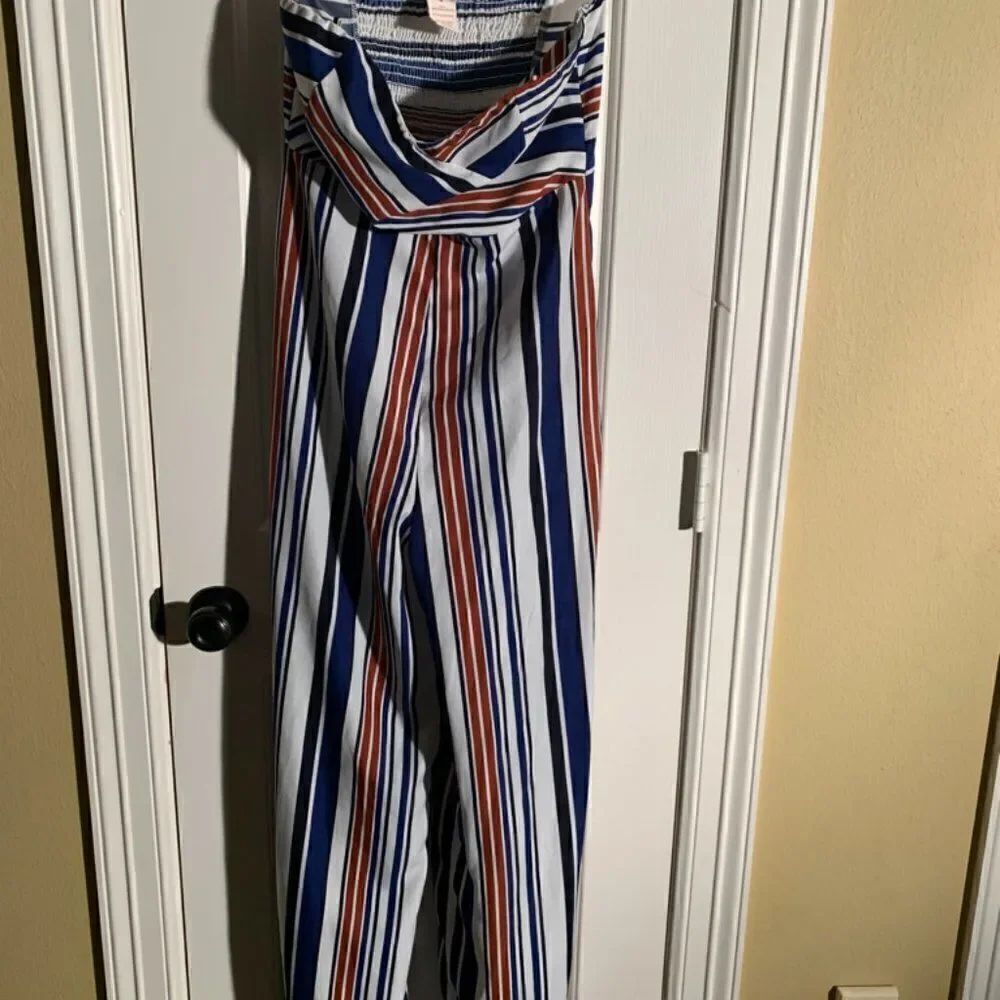 Calen by Flying Tomato Strapless Stripped Jumpsuit
